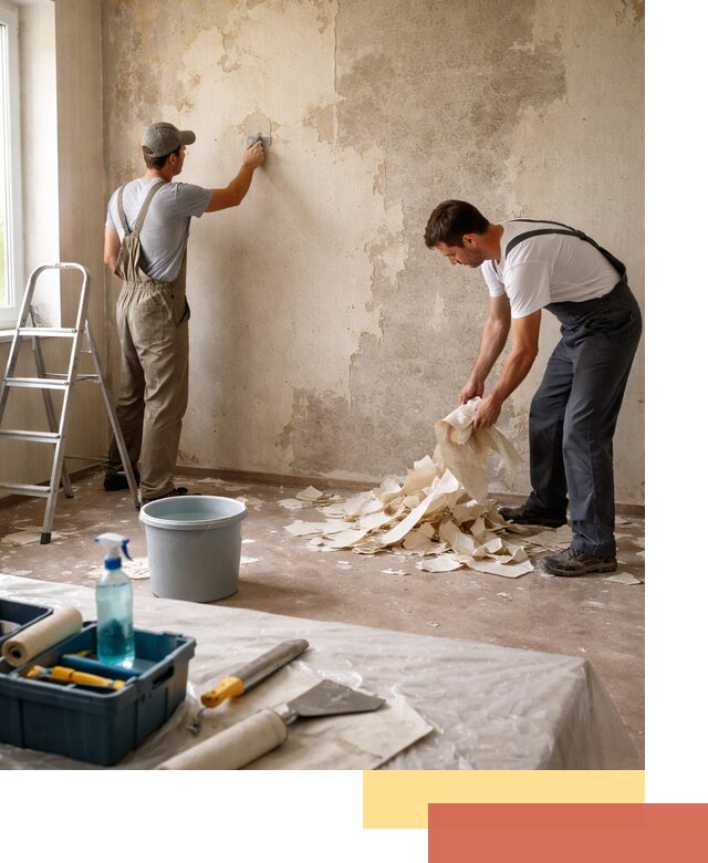 Снятие старых обоев в Кореновске быстро и качественно