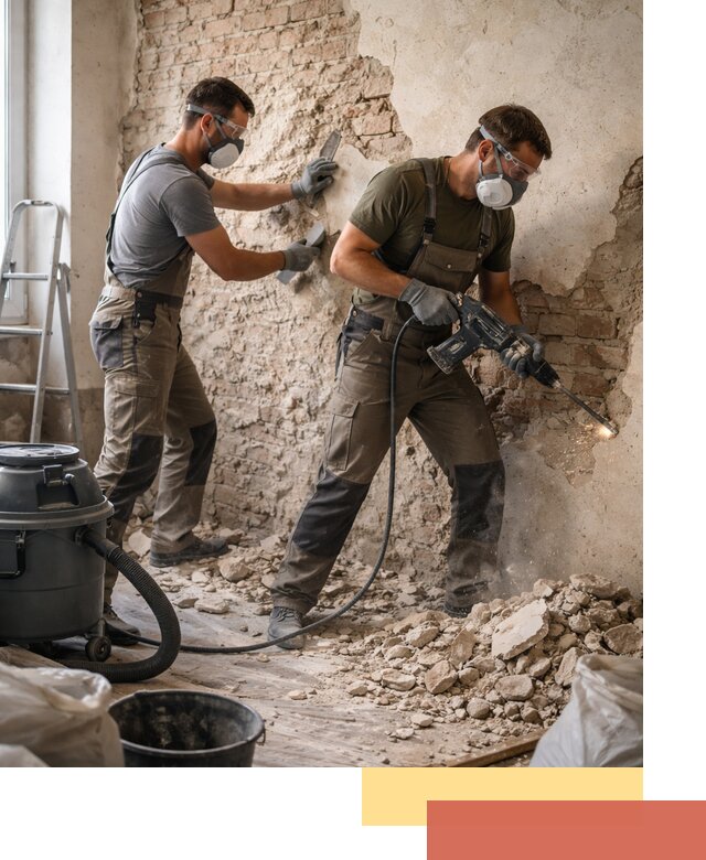 Демонтаж штукатурки со стен в Кореновске быстро и аккуратно