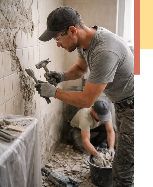 Демонтаж плитки со стен в Кореновске от 881 руб. — быстро и недорого | ОТДЕЛОЧНИК-Кнв