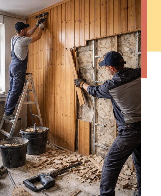 Демонтаж вагонки со стен в Кореновске от 1503 руб. — снятие, удаление, срочно | ОТДЕЛОЧНИК-Кнв