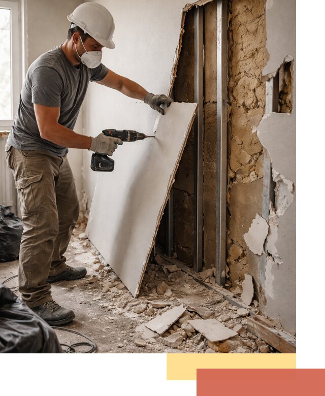 Демонтаж гипсокартона со стен в Кореновске качественно и быстро