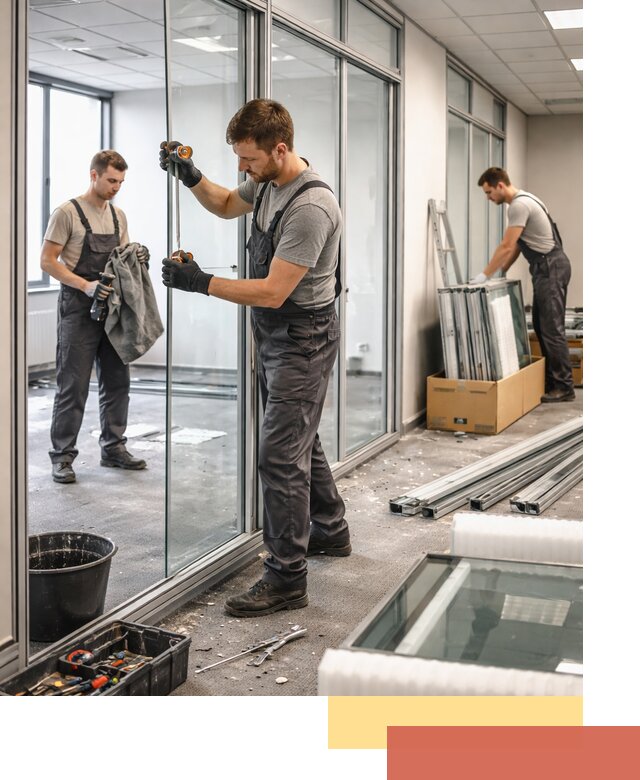 Демонтаж стеклянных перегородок в Кореновске быстро и безопасно