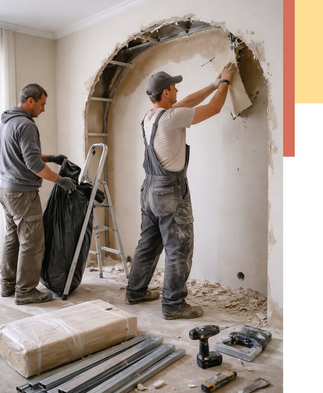 Демонтаж арки из гипсокартона в Кореновске от 3627 руб. — услуги под ключ | ОТДЕЛОЧНИК-Кнв