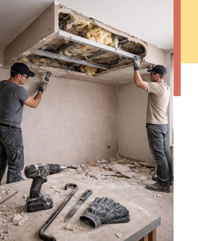 Демонтаж короба из гипсокартона в Кореновске от 1575 руб. — быстро и недорого | ОТДЕЛОЧНИК-Кнв