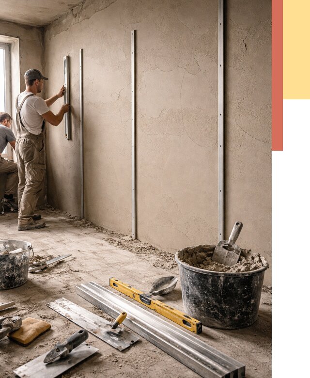 Штукатурка стен по маякам в Кореновске от 5700 руб./м² — выравнивание под ключ | ОТДЕЛОЧНИК-Кнв