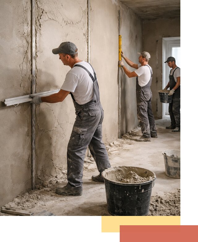 Штукатурка стен по маякам в Кореновске — точная и ровная поверхность