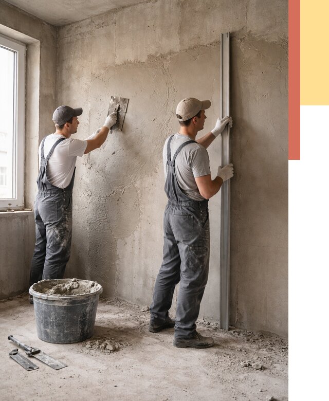 Штукатурка бетонных стен в Кореновске от 4664 руб/м² — качественно и быстро | ОТДЕЛОЧНИК-Кнв