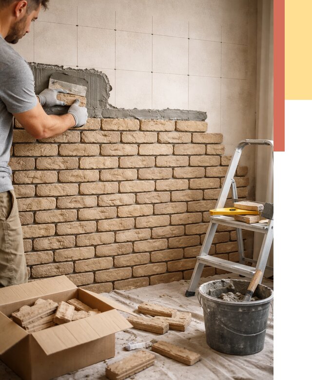 Монтаж декоративного кирпича в Кореновске от 3316 руб./м² — быстро и недорого | ОТДЕЛОЧНИК-Кнв