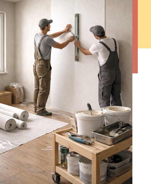 Поклейка стеклообоев в Кореновске от 6737 руб. за м2 — быстро и недорого | ОТДЕЛОЧНИК-Кнв