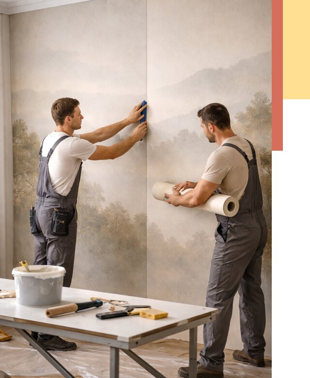 Поклейка фотообоев в Кореновске от 8809 руб/м² — быстро и недорого | ОТДЕЛОЧНИК-Кнв