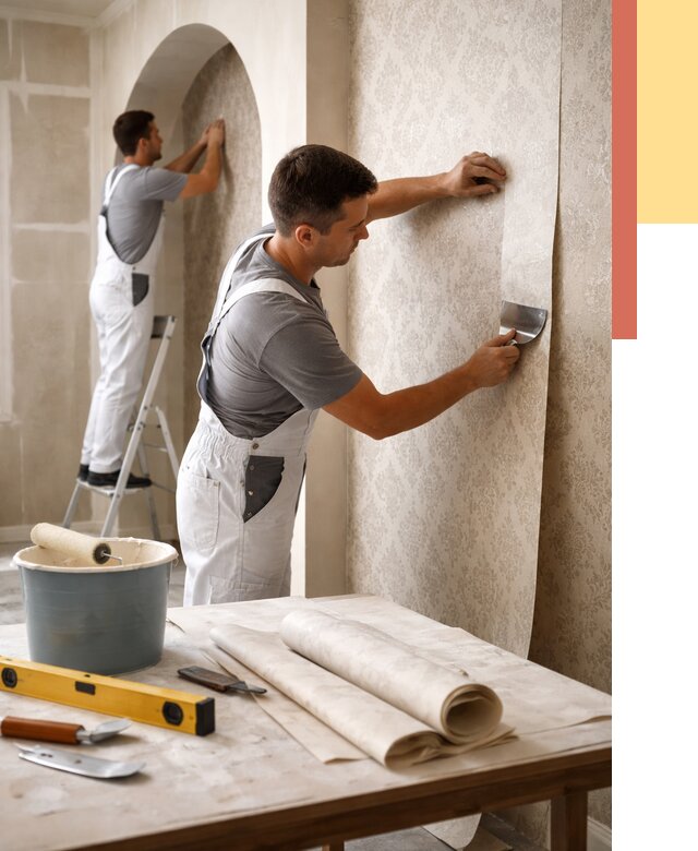 Поклейка обоев на сложные стены в Кореновске от 2902 руб. под ключ | ОТДЕЛОЧНИК-Кнв