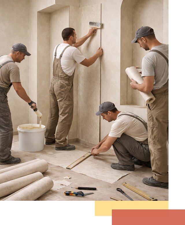 Поклейка обоев на сложные стены и неровные поверхности в Кореновске