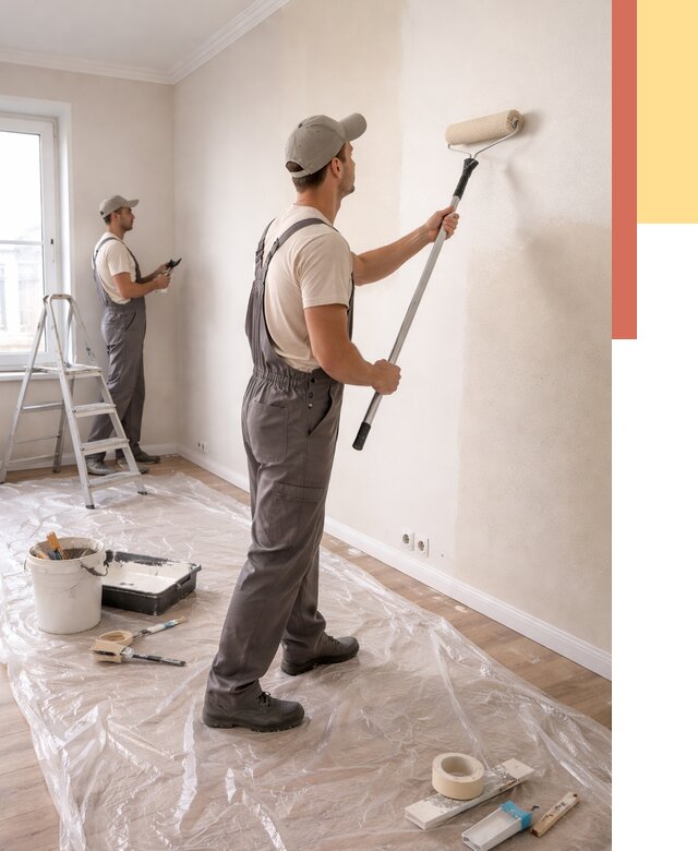 Покраска стен акриловой краской в Кореновске от 3627 руб./м² — быстро и недорого | ОТДЕЛОЧНИК-Кнв