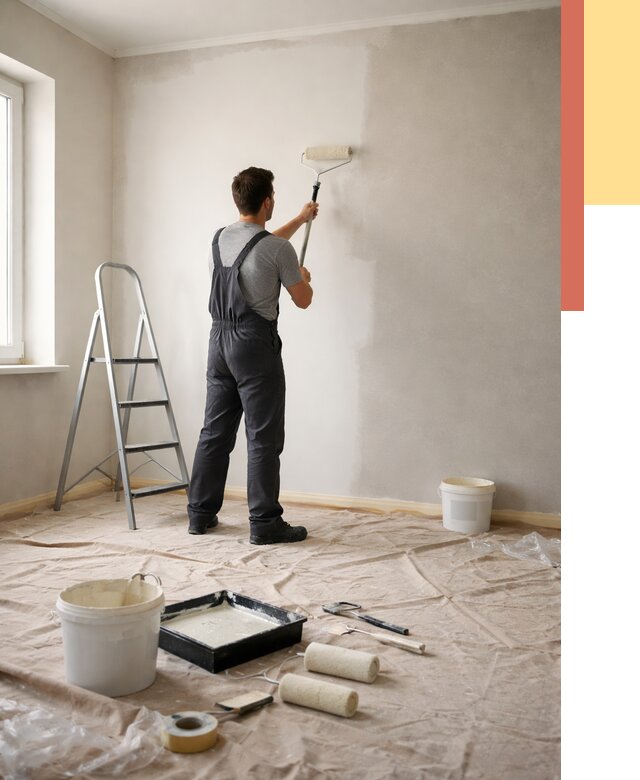 Покраска стен моющейся краской в Кореновске от 363 руб./м² — быстро и недорого | ОТДЕЛОЧНИК-Кнв