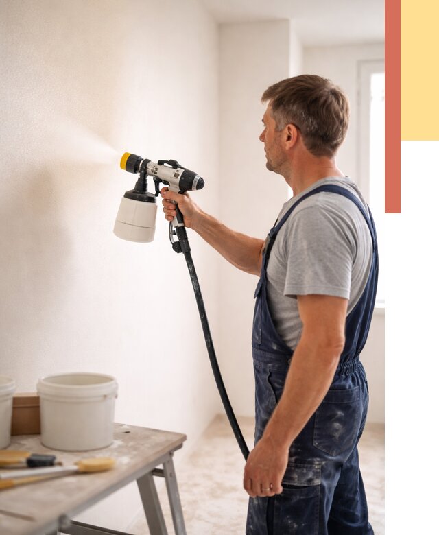 Покраска стен краскопультом в Кореновске от 7773 руб. — механизированная покраска | ОТДЕЛОЧНИК-Кнв