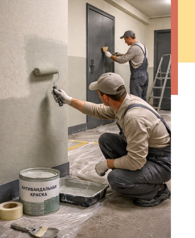 Покраска стен антивандальной краской в Кореновске от 4664 руб./м² под ключ | ОТДЕЛОЧНИК-Кнв