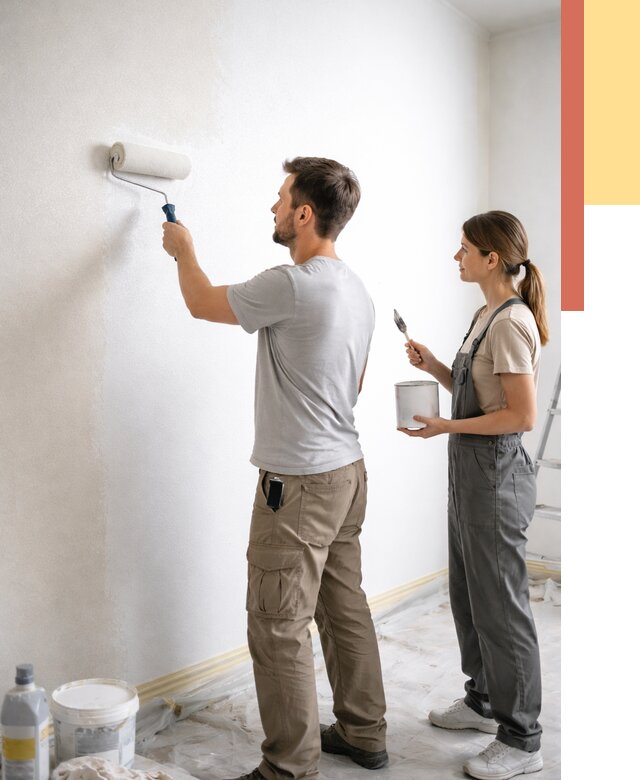 Окраска стен по стеклохолсту в Кореновске от 4664 руб/м² под ключ | ОТДЕЛОЧНИК-Кнв