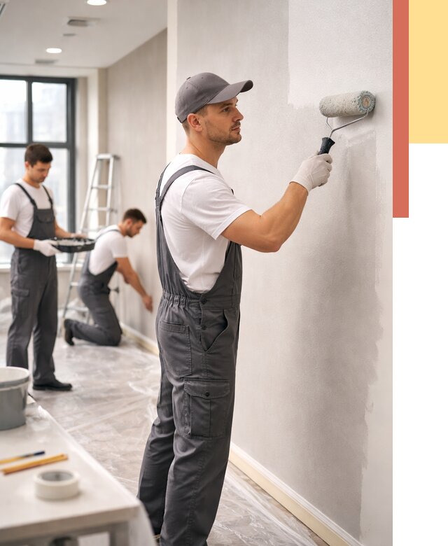 Покраска стен в офисе в Кореновске от 8809 руб. — быстро и недорого | ОТДЕЛОЧНИК-Кнв