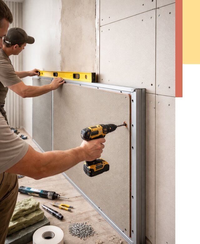 Шумоизоляция стен панелями ЗИПС в Кореновске от 2280 руб./м² под ключ | ОТДЕЛОЧНИК-Кнв