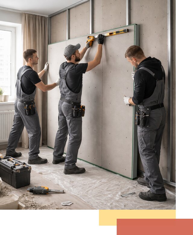 Шумоизоляция стен панелями ЗИПС в Кореновске для жилых и коммерческих помещений