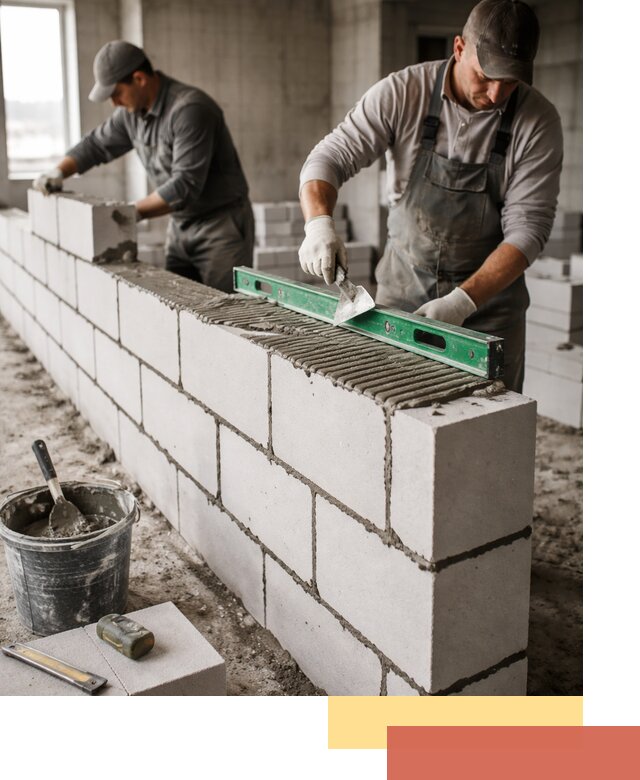 Кладка перегородок из газобетона в Кореновске быстро и качественно