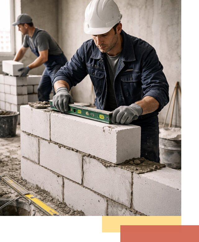 Кладка перегородок из пеноблока под ключ в Кореновске