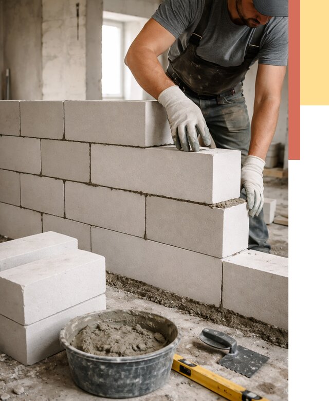 Кладка перегородок из силикатного блока в Кореновске от 4146 руб. под ключ | ОТДЕЛОЧНИК-Кнв