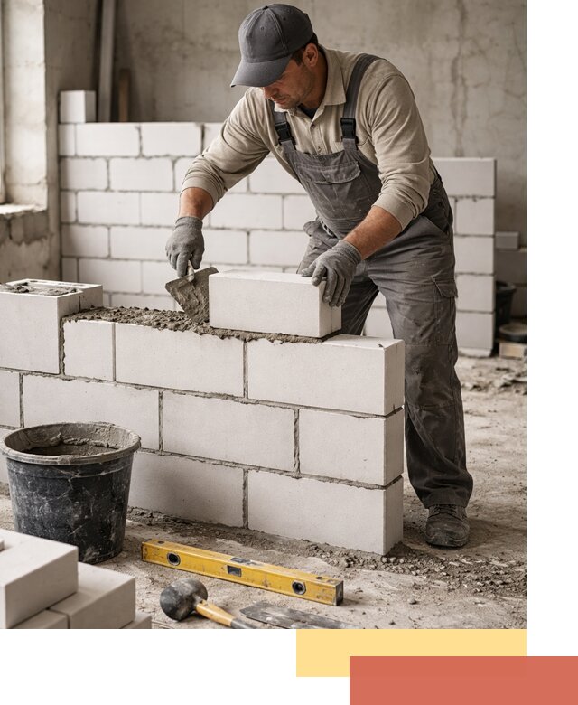 Кладка перегородок из силикатного блока в Кореновске