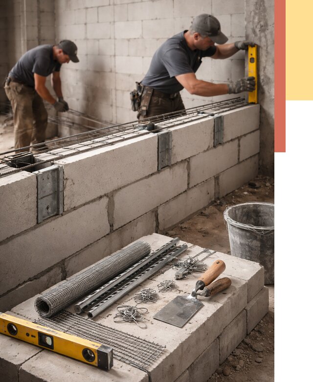 Армирование кладки перегородок в Кореновске от 777 руб. под ключ | ОТДЕЛОЧНИК-Кнв