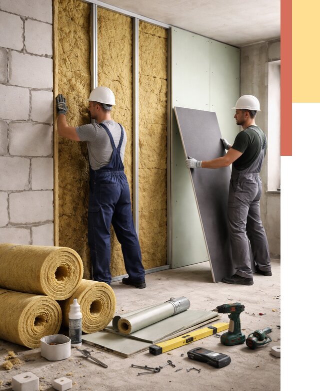 Шумоизоляция перегородок из блоков в Кореновске от 1917 руб./м² — быстро и недорого | ОТДЕЛОЧНИК-Кнв