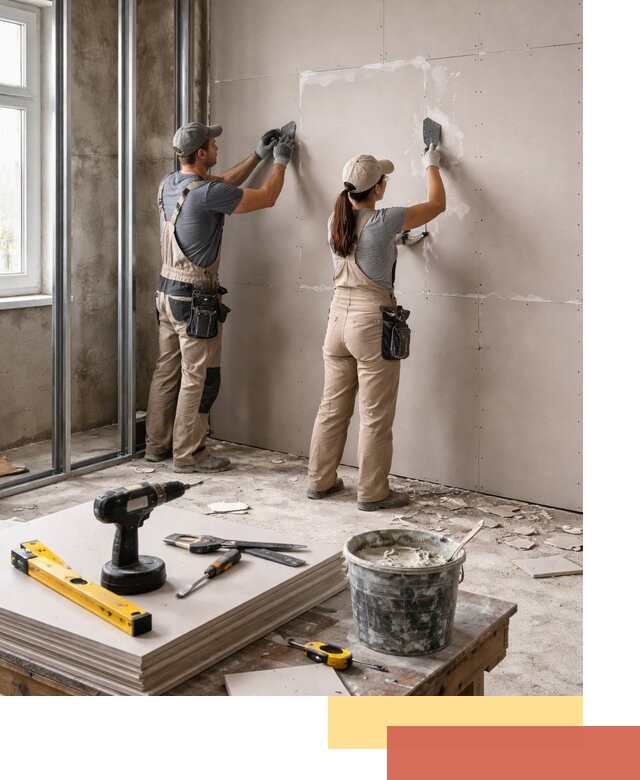 Монтаж двухслойной перегородки из гипсокартона в Кореновске