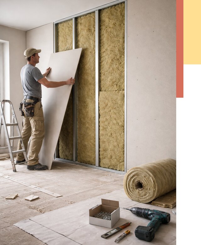 Перегородка из гипсокартона с шумоизоляцией в Кореновске от 3234 руб. | ОТДЕЛОЧНИК-Кнв