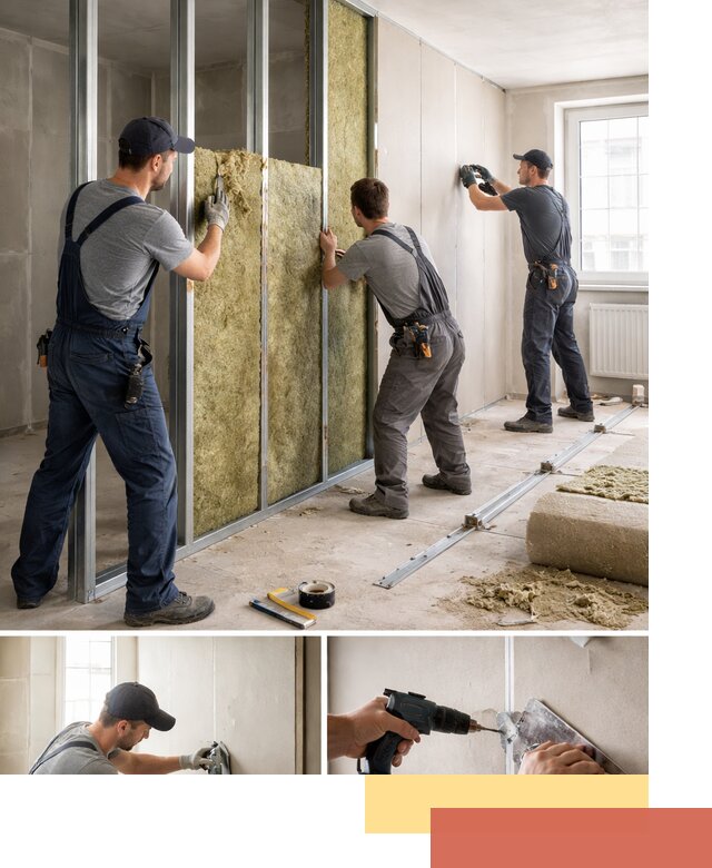 Перегородка из гипсокартона с шумоизоляцией в Кореновске — монтаж под ключ