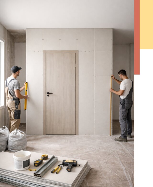 Перегородка из гипсокартона с дверью в Кореновске от 4664 руб. под ключ | ОТДЕЛОЧНИК-Кнв