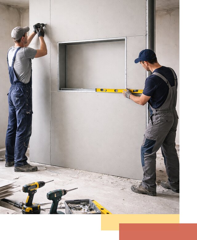 Перегородка из гипсокартона с нишей под декор в Кореновске