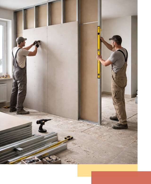 Зонирующая перегородка из гипсокартона под ключ в Кореновске