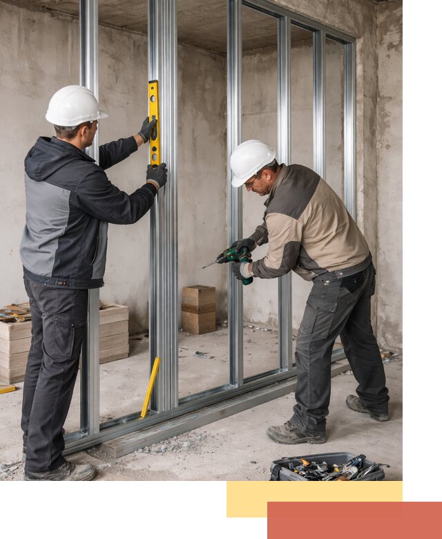 Монтаж каркаса перегородки из профиля в Кореновске