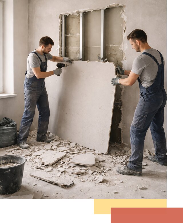 Демонтаж перегородки из гипсокартона в Кореновске быстрый и аккуратный