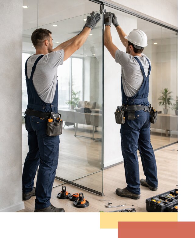 Безрамные стеклянные перегородки под ключ в Кореновске