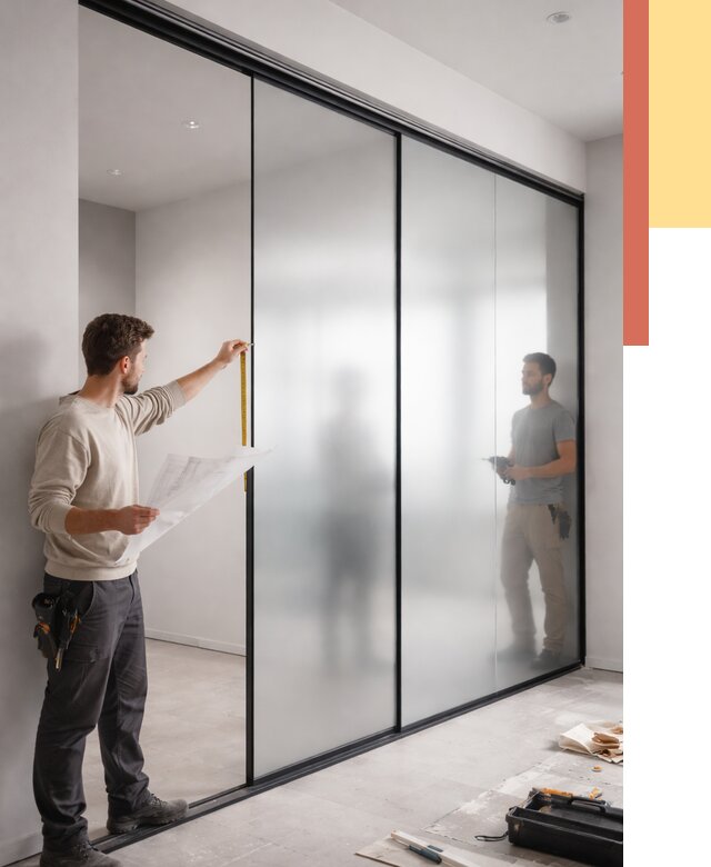 Матовые стеклянные перегородки в Кореновске от 8809 руб. — монтаж и установка | ОТДЕЛОЧНИК-Кнв