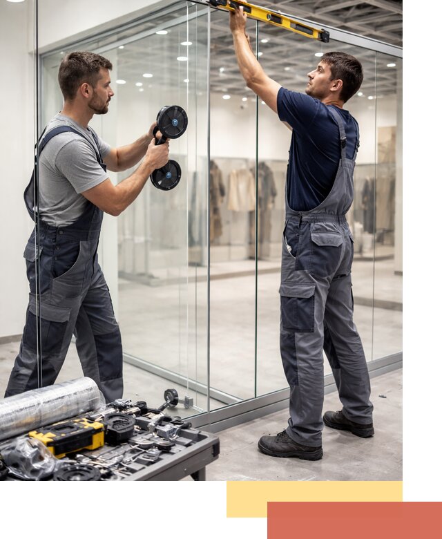 Стеклянные перегородки для магазинов в Кореновске — монтаж и установка