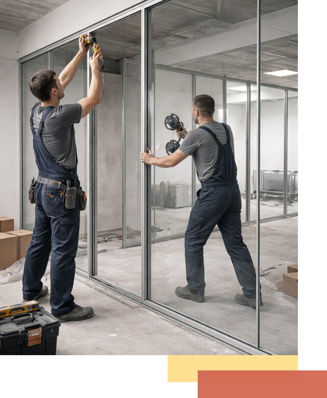 Алюминиевые перегородки со стеклом в Кореновске — изготовление и монтаж