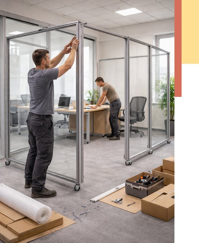 Мобильные офисные перегородки в Кореновске от 12955 руб. — установка под ключ | ОТДЕЛОЧНИК-Кнв