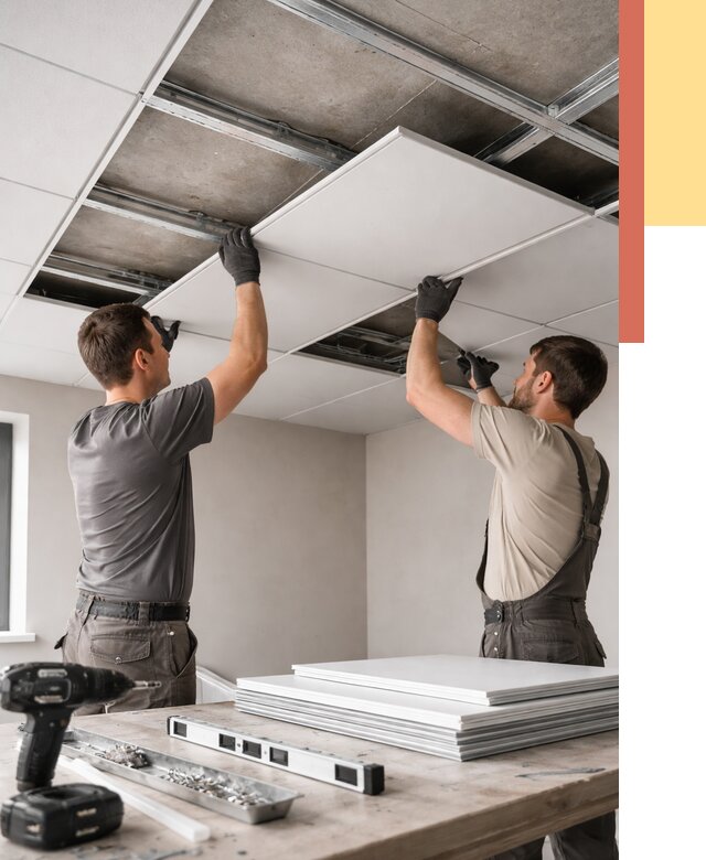 Монтаж кассетного потолка в Кореновске от 4664 руб/м2 — установка и сборка | ОТДЕЛОЧНИК-Кнв