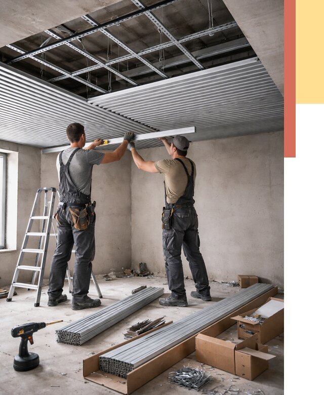 Монтаж реечного потолка в Кореновске от 4664 руб. под ключ | ОТДЕЛОЧНИК-Кнв