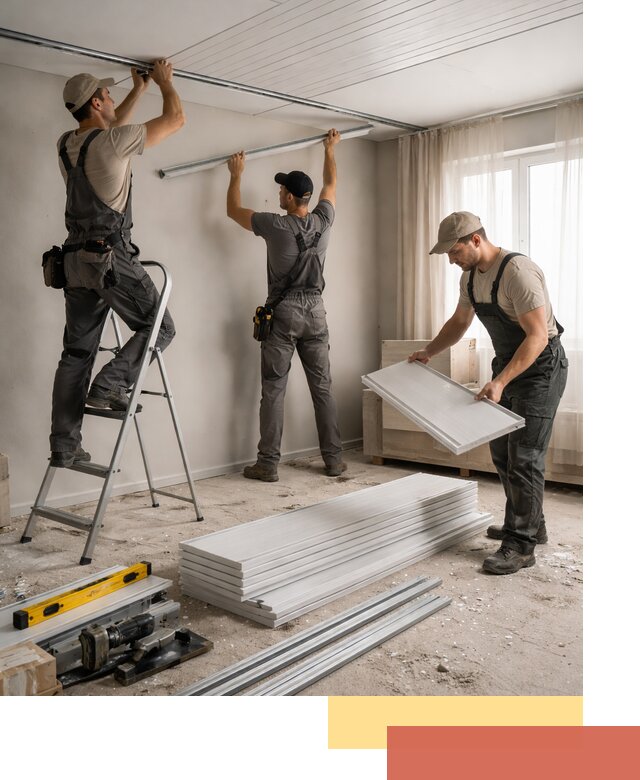 Монтаж потолка из ПВХ панелей в Кореновске оперативно и качественно