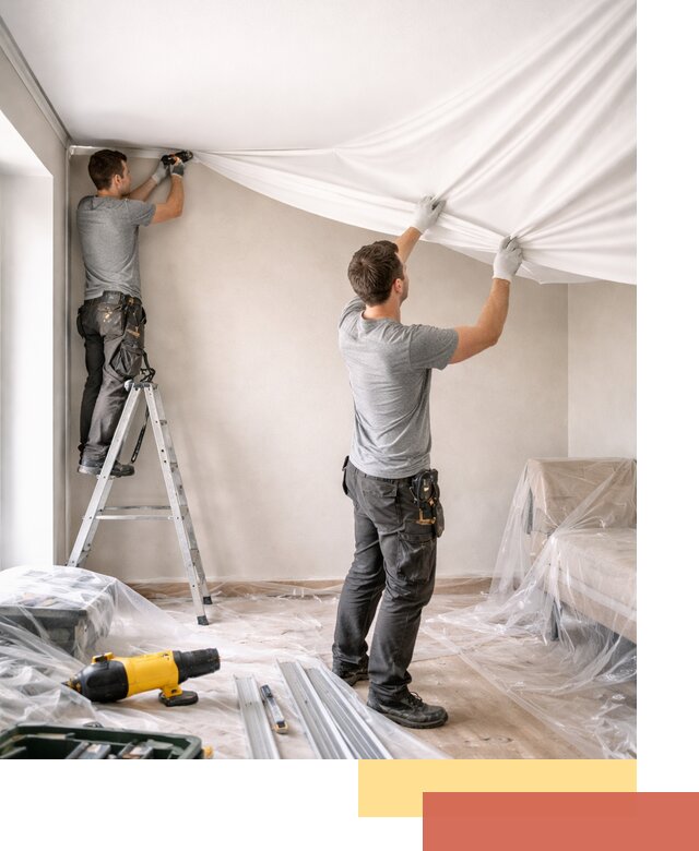 Монтаж тканевого натяжного потолка в Кореновске недорого и быстро