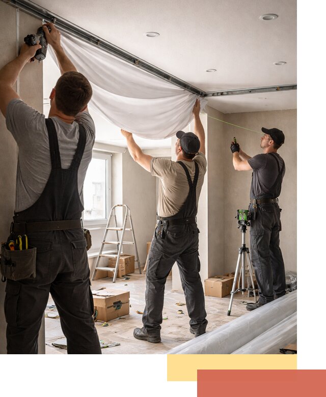 Монтаж парящего натяжного потолка под ключ в Кореновске