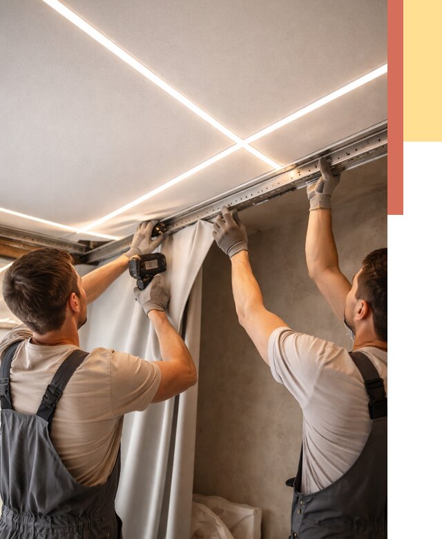 Монтаж натяжного потолка со световыми линиями в Кореновске от 1244 руб. | ОТДЕЛОЧНИК-Кнв