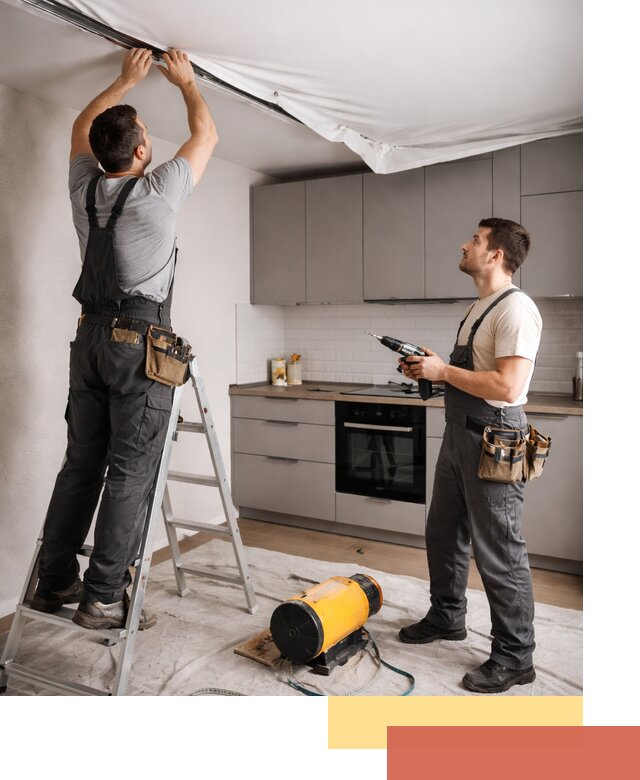 Монтаж натяжного потолка на кухне в Кореновске